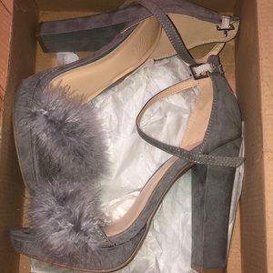 charlotte russe zoe fluff heels, worn only once.